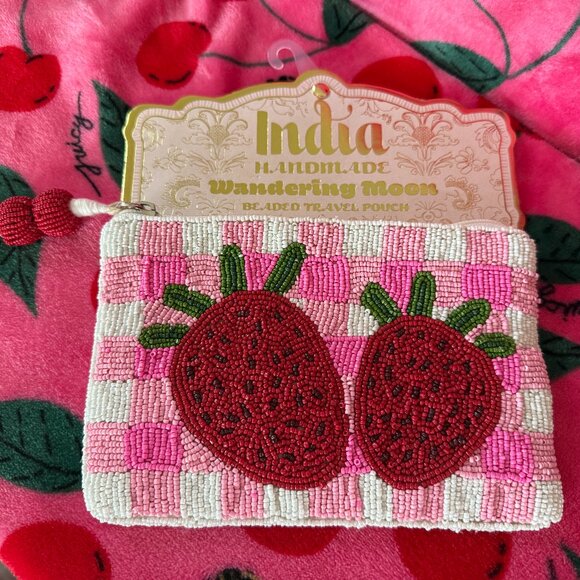 Wandering Moon Handbags - Wandering Moon TikToc Viral Beaded Travel Pouch - Strawberries